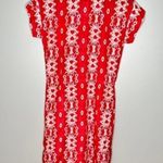 Anthropologie C. wonder red & white silk blend short sleeve ikat dress small Photo 7