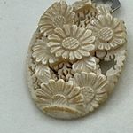 Vintage hand carved Chinese dress clip. Silver Photo 1