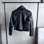 H&M Women's Black Faux Leather Biker Jacket SZ 4 Women’s Moto Jacket Photo 1