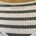 American Eagle  Women’s‎ Sz XS White/Black Stripe Snap Front Baby Doll Tee Photo 4