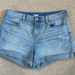Old Navy light wash blue high rise jean denim shorts in size 10 Photo 0