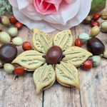 None Vintage Jewelry Bracelet Seed Pod Floral Wooden Handmade One Size Slide Closure Photo 0