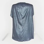 Chico's Chico’s Linen Metallic Foil Tee Top Soft Slate Blue Short Sleeve NWT Size 2 L Photo 1