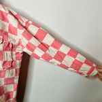 Boutique Pink & White Checkered Denim Jacket Photo 2