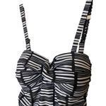 New Noon Swim ebony ivory siesta sands ruched bandeau one piece Sz 18‎ Blue Photo 3
