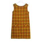 1970s Vintage Handmade Retro Plaid Orange Yellow Overall Dress Mini Dress Small Size M Photo 5