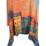 Jade Asymmetric Butterfly Top‎ Size L/XL Short Sleeve Casual Boho Colorful Print Photo 0