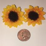 Sunflower Fabric Floral Vintage Retro Flower Pierced Earrings Yellow Photo 1