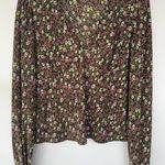 Mango Floral Print Long sleeve V Neck Empire Top Size Large Photo 0