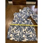 Cami NYC  Pandora one shoulder puff sleeve cut out linen mini Dress blue multi 8 Photo 6