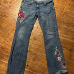 Boden rose embroidered 16L raw hem straight leg jeans Blue Size 16W Photo 0