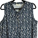 Simply Noelle  blue‎ white tan split neck sleeveless blouse size L/XL (12-14) Photo 1