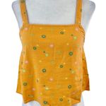 Abound New  Floral Print Linen Blend Square Neck Cropped Tank Top Orange Photo 0