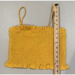 BCBGeneration NEW  Crop Tank Top Womens XXS Yellow Smocked Stretch Ruffle Photo 3
