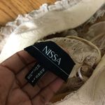 Nissa Cream Silk Lace Ruffle Sleeveless Dress NWT Tan Size 4 Photo 4