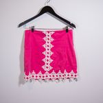Lilly Pulitzer  Vintage White Label Lace Applique Cotton Stretch Mini Skirt Pink Photo 0