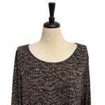 Clara Sun Woo Black Brown Round Neck 3/4 Sleeve Asymmetrical Hem A Line Tunic XL Photo 1