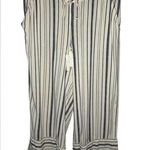 Soft Surroundings Wide Leg Cropped Tassel Tie Pants Size PS Ivory Navy Striped Photo 0