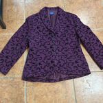 Pendleton  Womens Blazer Wool Mix  ButtonUp Maroon & Black Floral Vine size XL Photo 8