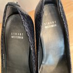 Stuart Weitzman Shoes Navy Blue Snake Print Platform Peep Toe Heels Photo 5