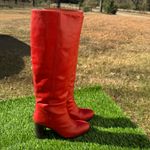 Free People Grayson Vibrant Red Heeled Nnee- High Boots Size 37 or 6.5-7 Photo 1