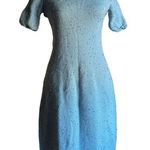 1960s VINTAGE | Unique Blue Beaded V Neck Sweater Dress | Approx size Small Med Photo 0