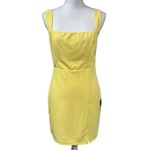 Lulus  Social Sensation Light Yellow Square Neck Mini Bodycon Dress Size M NWT Photo 1