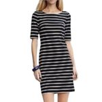 Banana Republic  Dress Navy White Stripe Boat Neck Ponte Knit Shift Women Size 2 Photo 11