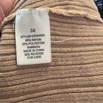 Madison + Hudson Knit Polo Maxi Dress Tan White 3X Photo 9