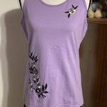 Hanes  Purple Embroidery Flower Tank Top Maui Photo 0