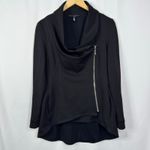 White House | Black Market WHBM Black Asymmetrical Zipper Cowl Neck Sweater Jacket Size 2 Photo 5