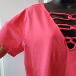 Torrid Women's Size 2 Teaberry Red Pink V-Neck T-Shirt Tee Crisscross Women’s Photo 2