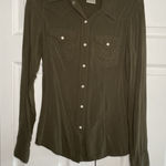True Religion Womens Small Olive Green Pearl Snap Long Sleeve Top Western Cowgir Photo 0
