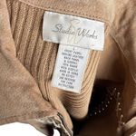 Studio Works Vintage Stitch-Front Tan Suede Leather Jacket 90's Large Photo 3