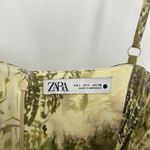 ZARA Corset Top Midi Dress Green Abstract Print Sleeveless Side Slit Size L Photo 9
