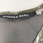 Andrew Marc  Womens 8 Silk Shift Dress Mottled Olive Green Square Neckline Zipper Photo 14