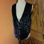 Vintage Crushed Velvet Floral Vest – Y2K Holiday Glam Black Size L Photo 8