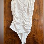 EXPRESS White Gathered Bodysuit Photo 4