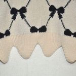 Entro NWT Unique Ecru Bow Print Sweater Short Scalloped Sleeves Ladies M Photo 3