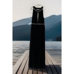 Windsor  Black Long Formal Prom dress High Neck- Beaded Neck & Waist, Keyhole -L Photo 1