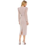 Mac Duggal  Stripe Long Sleeve Midi Dress in Vintage Lilac Size US 16 NWT Photo 2