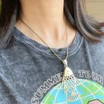 Handmade huge fish bone boho funky simple necklace🌀🐟💙 Photo 2