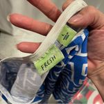 Cute vintage 90’s zig zag ocean blue waves cotton short sleeve top scoop neck Size L Photo 8