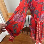 Deja Vu boutique Floral Red Mini Dress tie waist high neck Photo 3