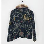 True Grit Vintage  mandarin floral tapestry faux fur collar jacket size L western Photo 1