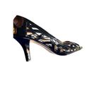 Adrienne Vittadini  Size 9.5 Black Patent Peep Toe Heels With Cutout Design Photo 6
