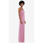 Dessy Collection Draped Satin Grecian Column Gown With Convertible Straps Pink Size 00 Photo 2