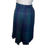 Vintage Basler Blue Tartan Plaid Wool Pleated Midi Skirt Photo 4