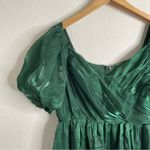 Lulus Remarkable Sensation Emerald Green Puff Sleeve Tiered Midi Dress Large Photo 2