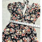 Louna Puff Sleeve Romper Women's Medium Black Floral V Photo 7